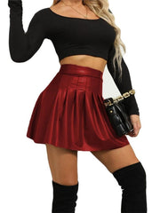 Elegant Pleated PU Leather Mini Skirt: A Fashionable Wardrobe Essential