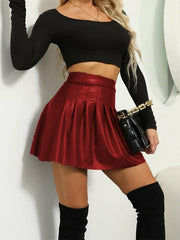 Elegant Pleated PU Leather Mini Skirt: A Fashionable Wardrobe Essential