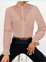 Elegant V-Neck Ruffled Women's Blouse