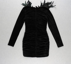 Sparkling Feather Embellished Sequin Dress