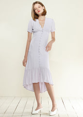 Elegant V-Neck Mermaid Button Down Maxi Dress