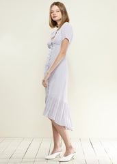 Elegant V-Neck Mermaid Button Down Maxi Dress