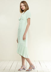 Elegant V-Neck Mermaid Button Down Maxi Dress