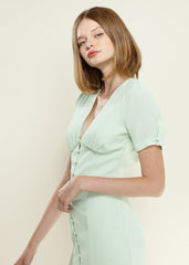 Elegant V-Neck Mermaid Button Down Maxi Dress