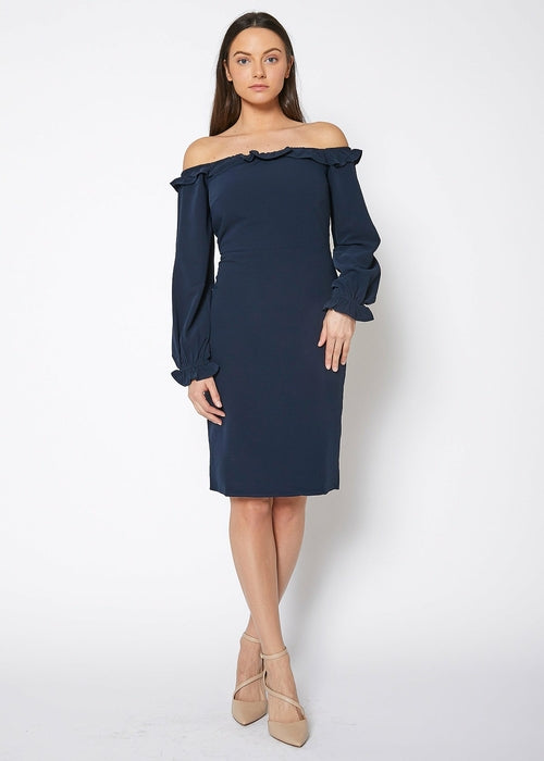 Navy Dream Off Shoulder Bodycon Dress