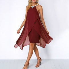 Elegant Noir Sleeveless Chiffon Cocktail Dress