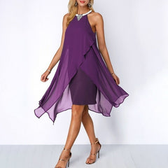 Elegant Noir Sleeveless Chiffon Cocktail Dress