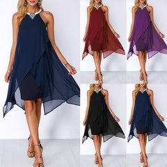 Elegant Noir Sleeveless Chiffon Cocktail Dress