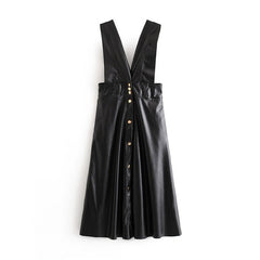 Sleek Noir Faux Leather Dress