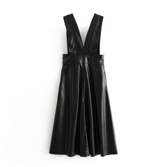 Sleek Noir Faux Leather Dress