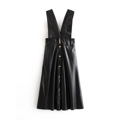 Sleek Noir Faux Leather Dress