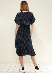 Navy Polka Dot Wrap Midi Skirt: Flattering and Stylish!