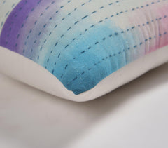 Splashy Watercolor  Cotton Cushion Cover with Line Embroidery