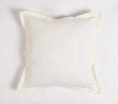 Solid Ivory Cotton Cushion Cover with Border