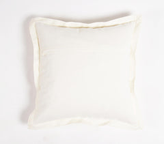Solid Ivory Cotton Cushion Cover with Border