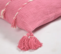 Tasseled Thread Striped Bubblegum Cushion Cover