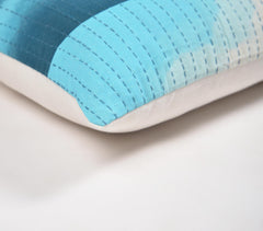 Oceanic Watercolor Cotton Cushion Cover with Line Embroidery