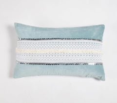 Lace & Sequin Embellished Powder Blue Lumbar Cushion Cover