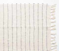 Handwoven Striped Cotton Throw with Tassels Q5