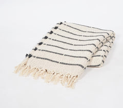 Handwoven Broken Stripes Cotton Throw with Tassels