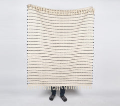 Handwoven Broken Stripes Cotton Throw with Tassels