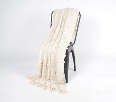 Handcrafted Textured Cotton Throw with Tassels