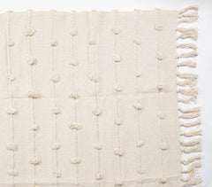 Handcrafted Textured Cotton Throw with Tassels