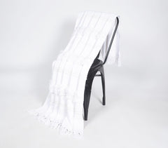 Handwoven & Tufted Striped Cotton Throw with Tassels