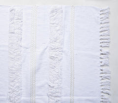 Handwoven & Tufted Striped Cotton Throw with Tassels