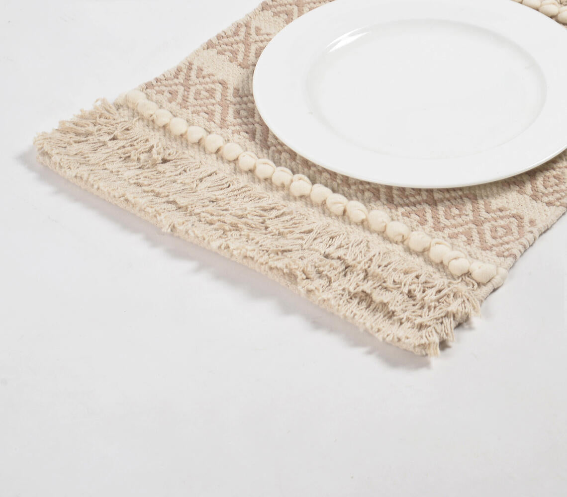 Handwoven Cotton Diamond Panel Placemats (Set of 4)