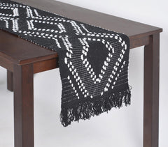 Statement Monochromatic Diamond Patterned Table Runner