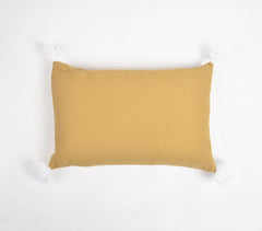 Tribal Signs Monochrome Tasseled Cotton Lumbar Cushion Cover