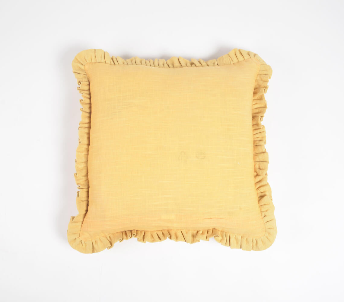 Solid Cushion Cover with Frilled Frame