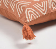 Alternate-Geometric Monochrome Tasseled Cotton Cushion Cover