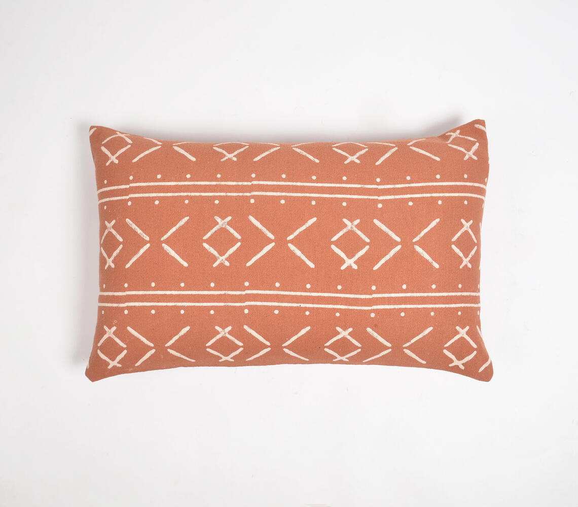 Tribal Monochrome Cotton Lumbar Cushion Cover