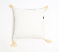 Block Printed Cotton Geometric-Tribal Tasseled Cushion Cover
