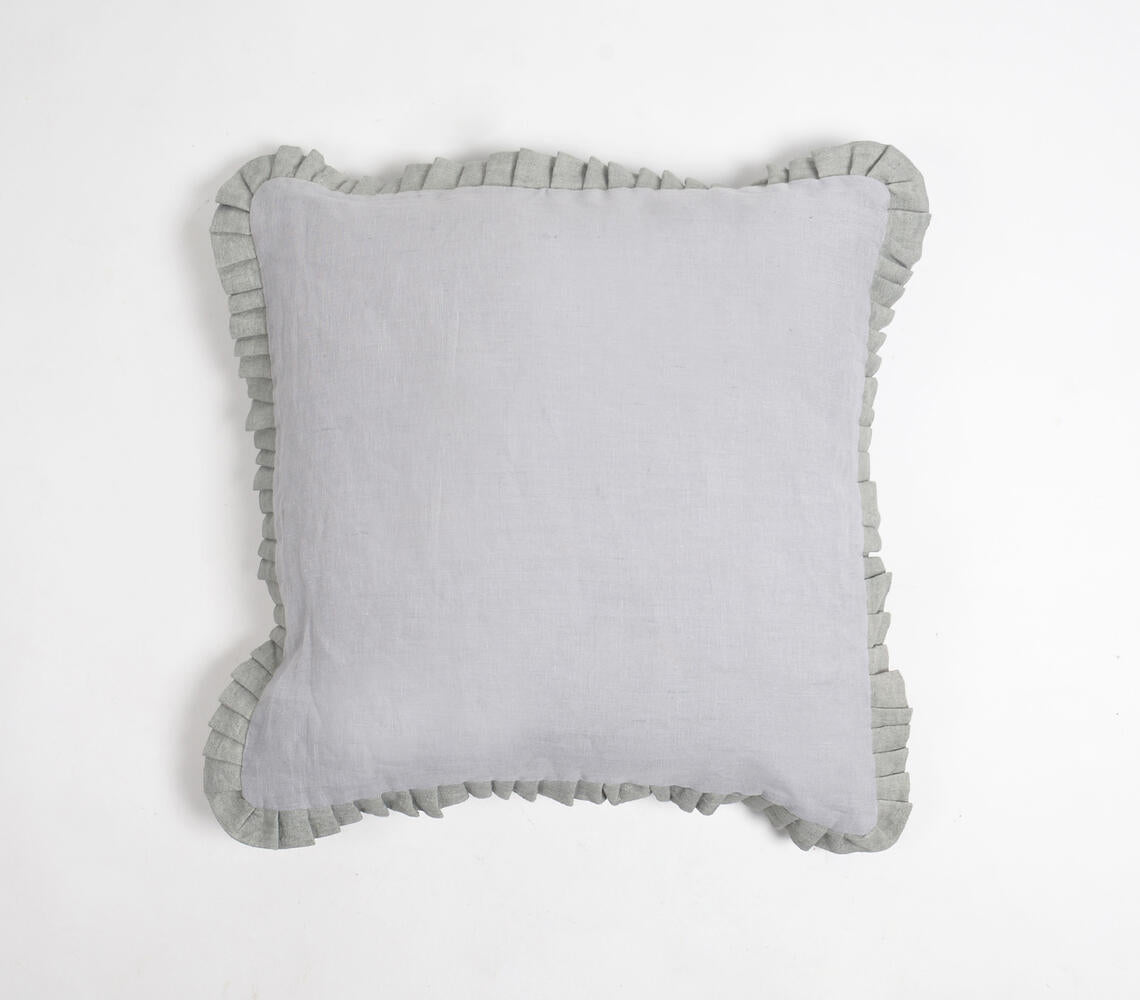 Dyed Monotone Grey Cotton Linen Cushion Cover