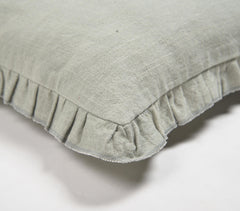 Dyed Monotone Green Cotton Cushion Cover with Ruffled Edges
