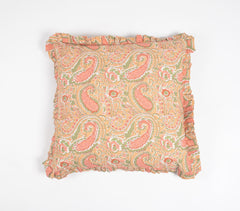 Subdued Botanical Printed Cushion Cover with Frills