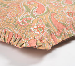 Subdued Botanical Printed Cushion Cover with Frills