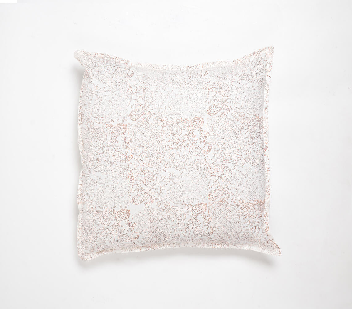 Block Printed Floral Monochrome Cushion Cover