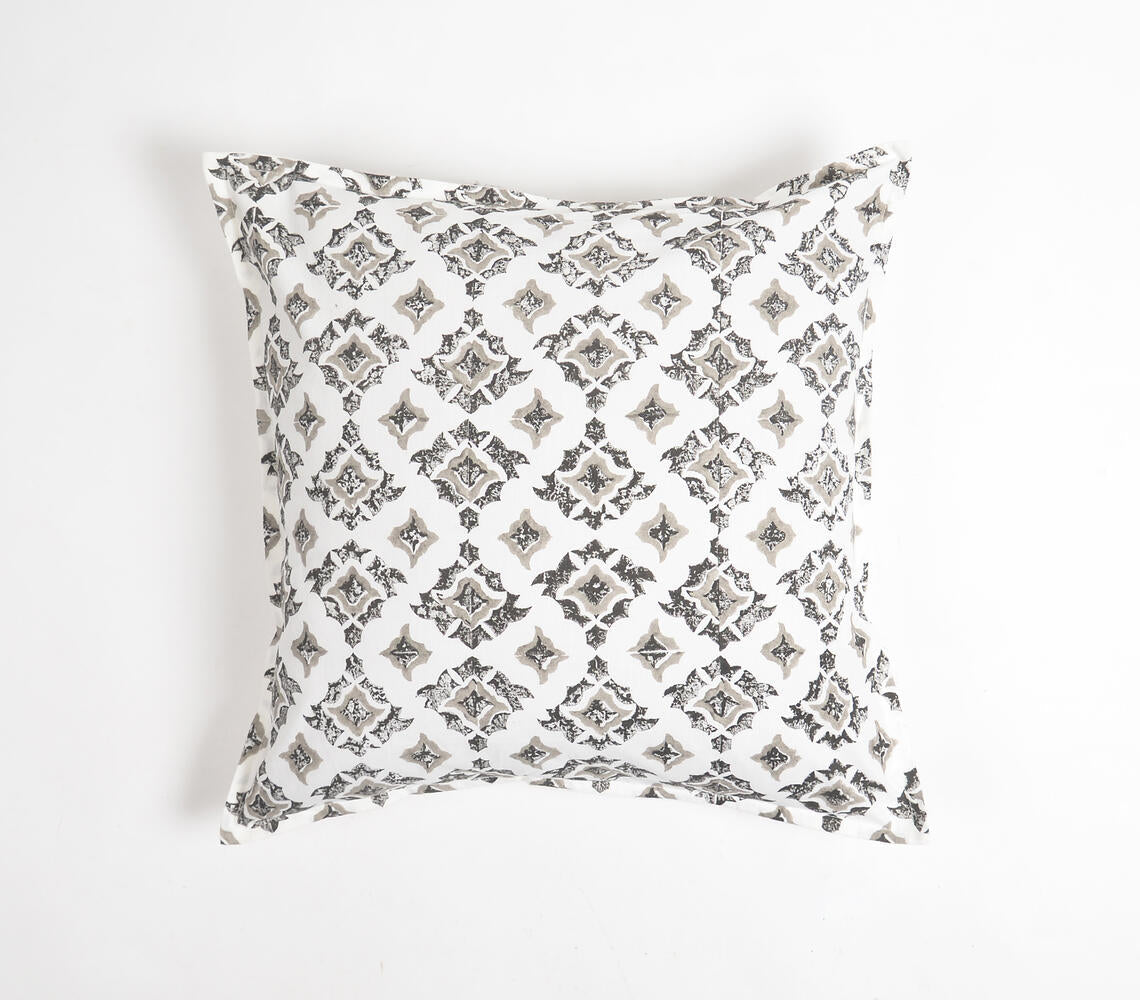 Grayscale Floral Cotton Cushion Cover