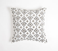 Grayscale Floral Cotton Cushion Cover