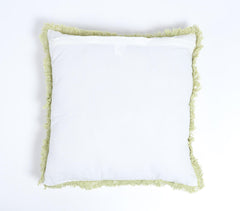 Hand Block Printed Cotton Floral Fringed Cushion Cover