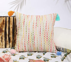 Woven Beige Cotton Cushion Cover
