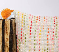 Woven Beige Cotton Cushion Cover