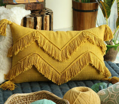 Woven Yellow Cotton Cushion Cover