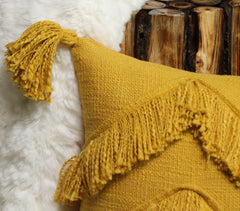 Woven Yellow Cotton Cushion Cover
