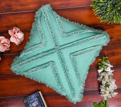 Woven Blue Cotton Shaggy Cushion Cover