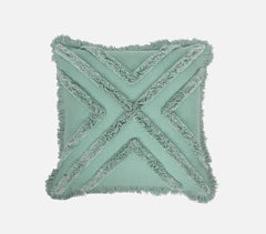 Woven Blue Cotton Shaggy Cushion Cover